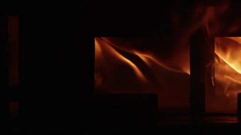 Burning model of a house on fire. Building engulfed by flames after accident Stock Footage 293069623