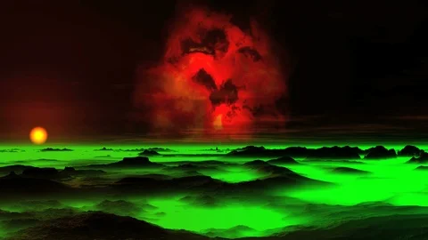 The Burning Nebula over an Alien Planet Stock Footage 92580177