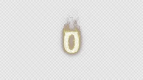 Burning Number 0. Fire Number. Alpha Channel. Transparent Background Stock Footage 248339759