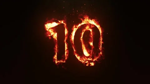Burning Number 10. Fire Number Video stock 253553892