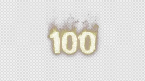 Burning Number 100. Fire Number. Alpha Channel. Transparent Background Stock Footage 248382250