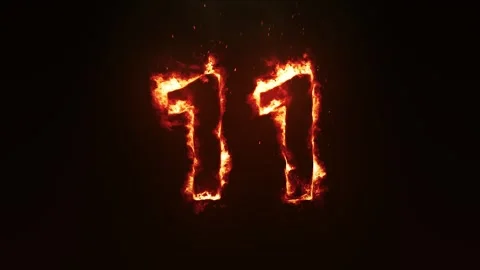 Burning Number 11. Fire Number Stock Footage 253553879
