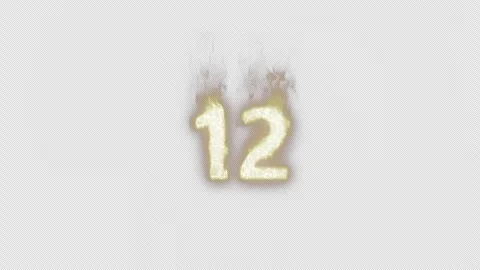 Burning Number 12. Fire Number. Alpha Channel. Transparent Background Stock Footage 248341127