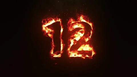 Burning Number 12. Fire Number Video stock 253553886