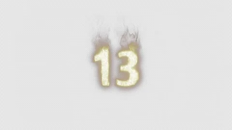 Burning Number 13. Fire Number. Alpha Channel. Transparent Background Stock Footage 248341396