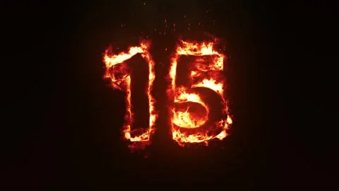 Burning Number 15. Fire Number Stock Footage 253553983