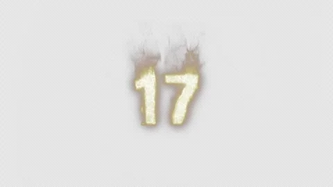 Burning Number 17. Fire Number. Alpha Channel. Transparent Background Video stock 248342231
