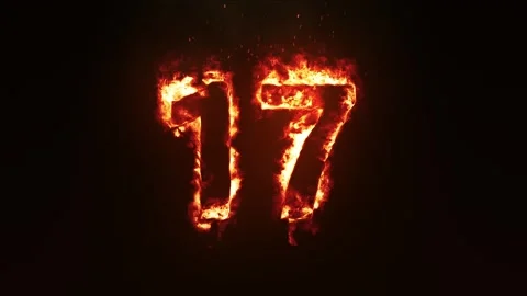 Burning Number 17. Fire Number Stock Footage 253553934