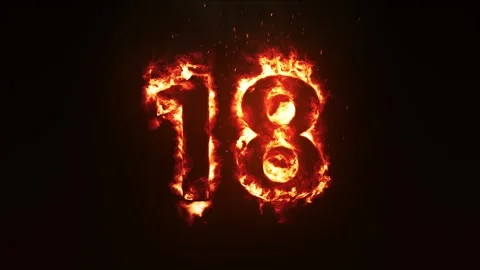 Burning Number 18. Fire Number Video stock 253553936