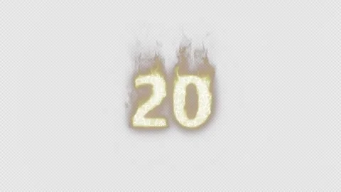 Burning Number 20. Fire Number. Alpha Channel. Transparent Background Video stock 248342293