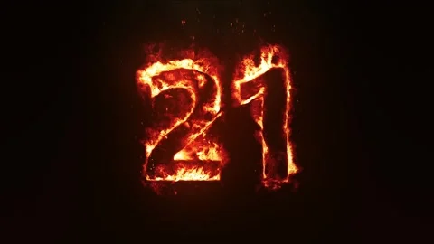 Burning Number 21. Fire Number Stock Footage 253554027