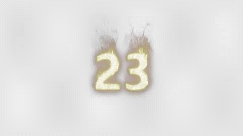 Burning Number 23. Fire Number. Alpha Channel. Transparent Background Stock Footage 248342768