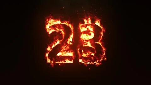 Burning Number 23. Fire Number Stock Footage 253554032