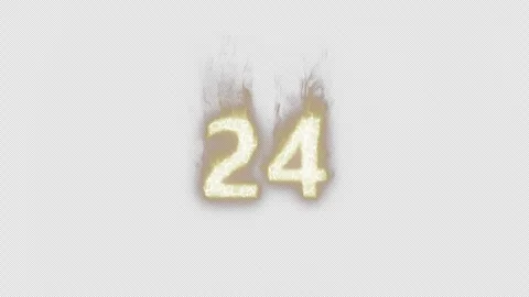 Burning Number 24. Fire Number. Alpha Channel. Transparent Background Stock Footage 248342749