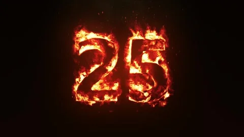 Burning Number 25. Fire Number Stock Footage 253554102