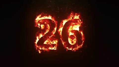 Burning Number 26. Fire Number Stock Footage 253652804