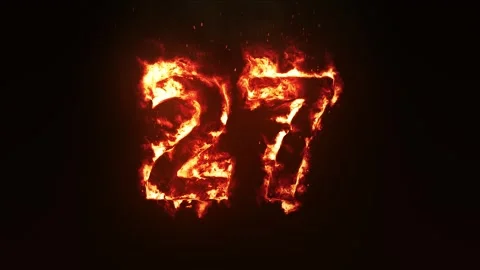 Burning Number 27. Fire Number Stock Footage 253666970