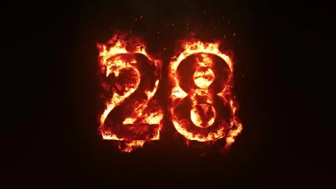 Burning Number 28. Fire Number Stock Footage 253666985