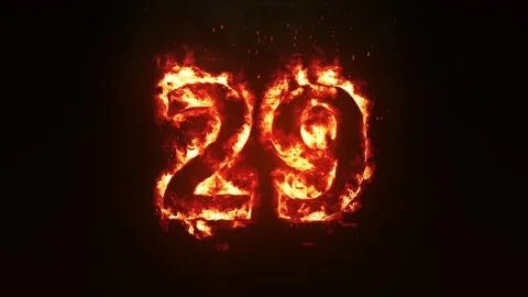 Burning Number 29. Fire Number Stock Footage 253666993