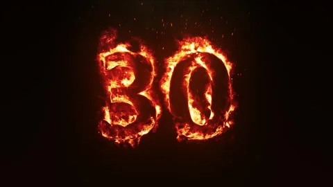 Burning Number 30. Fire Number Stock Footage 253666978