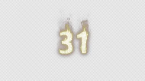 Burning Number 31. Fire Number. Alpha Channel. Transparent Background Stock Footage 248344945