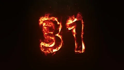 Burning Number 31. Fire Number Stock Footage 253666977