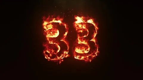 Burning Number 33. Fire Number Stock Footage 253667029