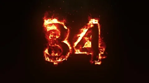 Burning Number 34. Fire Number Stock Footage 253667036