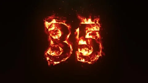 Burning Number 35. Fire Number Stock Footage 253667050