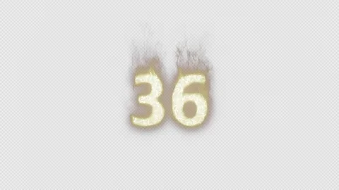 Burning Number 36. Fire Number. Alpha Channel. Transparent Background Stock Footage 248346112