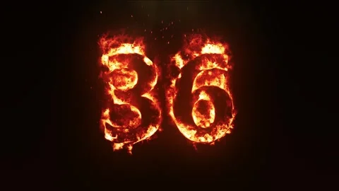 Burning Number 36. Fire Number Stock Footage 253667043