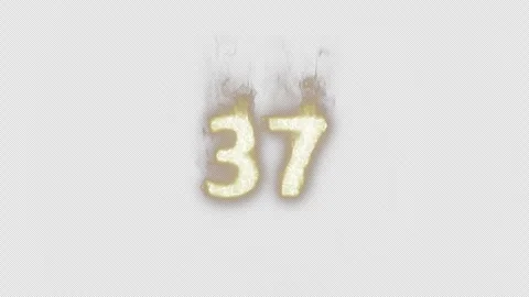Burning Number 37. Fire Number. Alpha Channel. Transparent Background Video stock 248346134