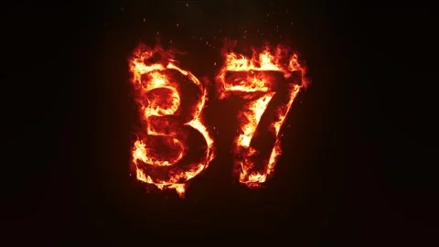 Burning Number 37. Fire Number Stock Footage 253667141