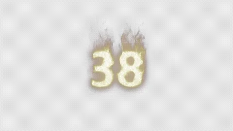 Burning Number 38. Fire Number. Alpha Channel. Transparent Background Stock Footage 248346360