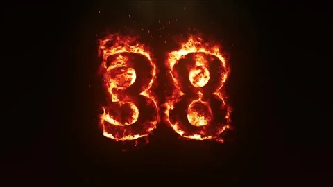Burning Number 38. Fire Number Stock Footage 253667137