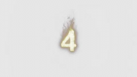 Burning Number 4. Fire Number. Alpha Channel. Transparent Background Stock Footage 248339722