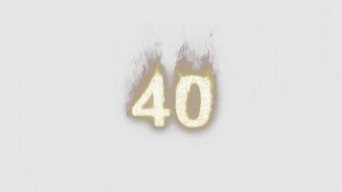 Burning Number 40. Fire Number. Alpha Channel. Transparent Background Stock Footage 248346226