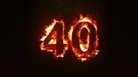 Burning Number 40. Fire Number Video stock 253667147