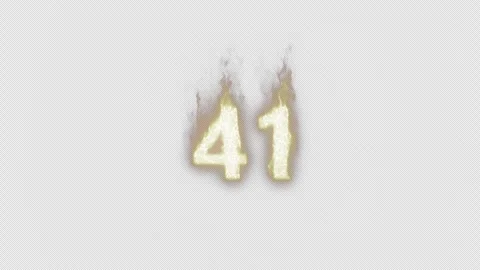 Burning Number 41. Fire Number. Alpha Channel. Transparent Background Stock Footage 248353603