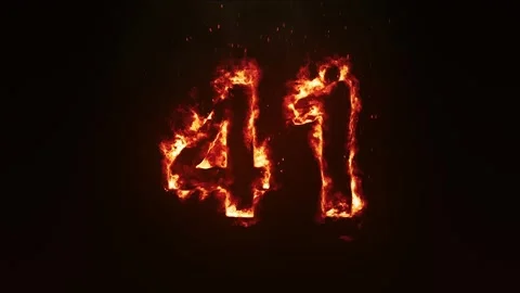 Burning Number 41. Fire Number Video stock 253667144