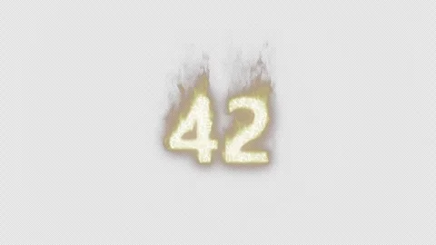Burning Number 42. Fire Number. Alpha Channel. Transparent Background Stock Footage 248352755