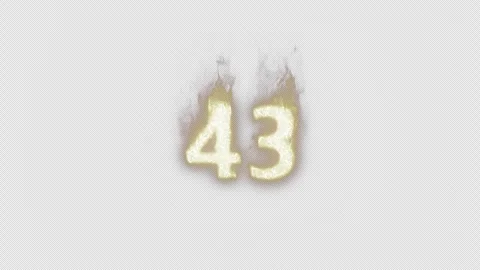Burning Number 43. Fire Number. Alpha Channel. Transparent Background Stock Footage 248352695