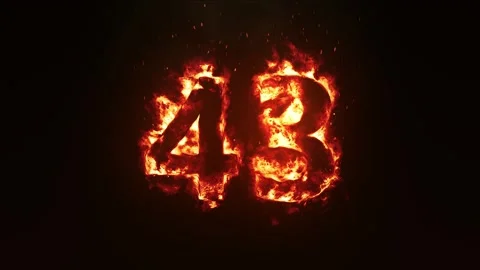 Burning Number 43. Fire Number Stock Footage 253667210