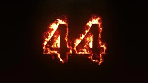 Burning Number 44. Fire Number Video stock 253667216