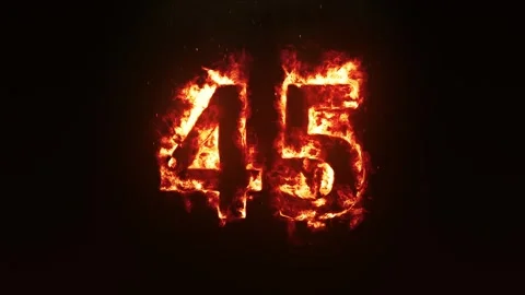 Burning Number 45. Fire Number Stock Footage 253667222