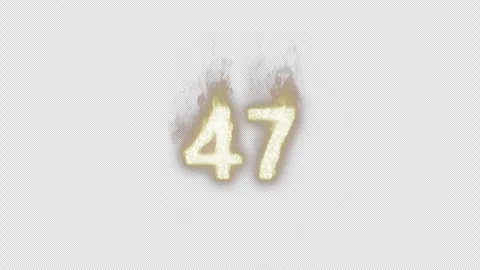 Burning Number 47. Fire Number. Alpha Channel. Transparent Background Video stock 248355002