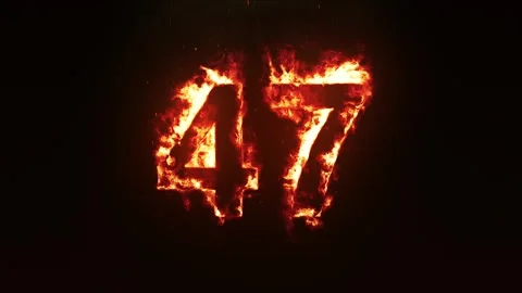 Burning Number 47. Fire Number Stock Footage 253667251