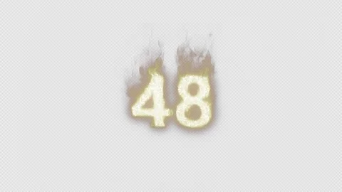 Burning Number 48. Fire Number. Alpha Channel. Transparent Background Video stock 248355097