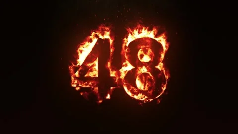 Burning Number 48. Fire Number Stock Footage 253667286