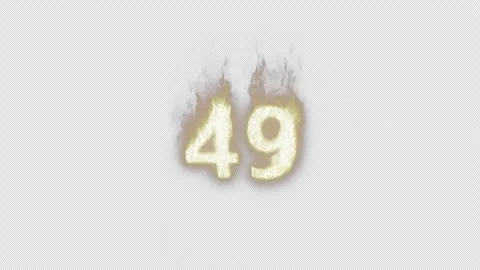 Burning Number 49. Fire Number. Alpha Channel. Transparent Background Stock Footage 248354985